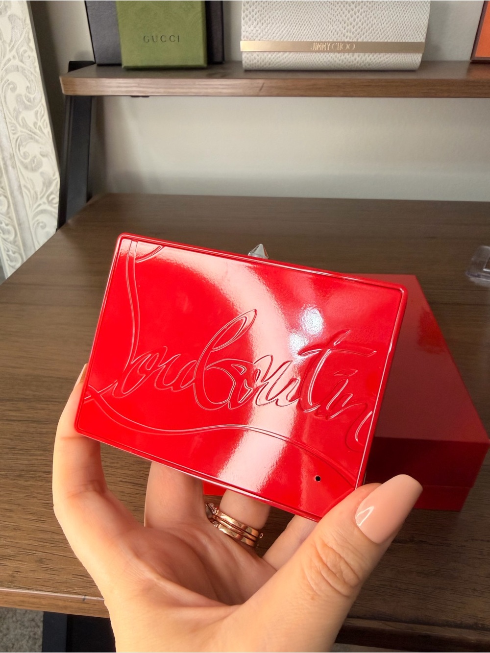 AUTHENTIC - NIB Christian Louboutin Refillable Case - Red with Silver Hardware - Picture 6 of 10